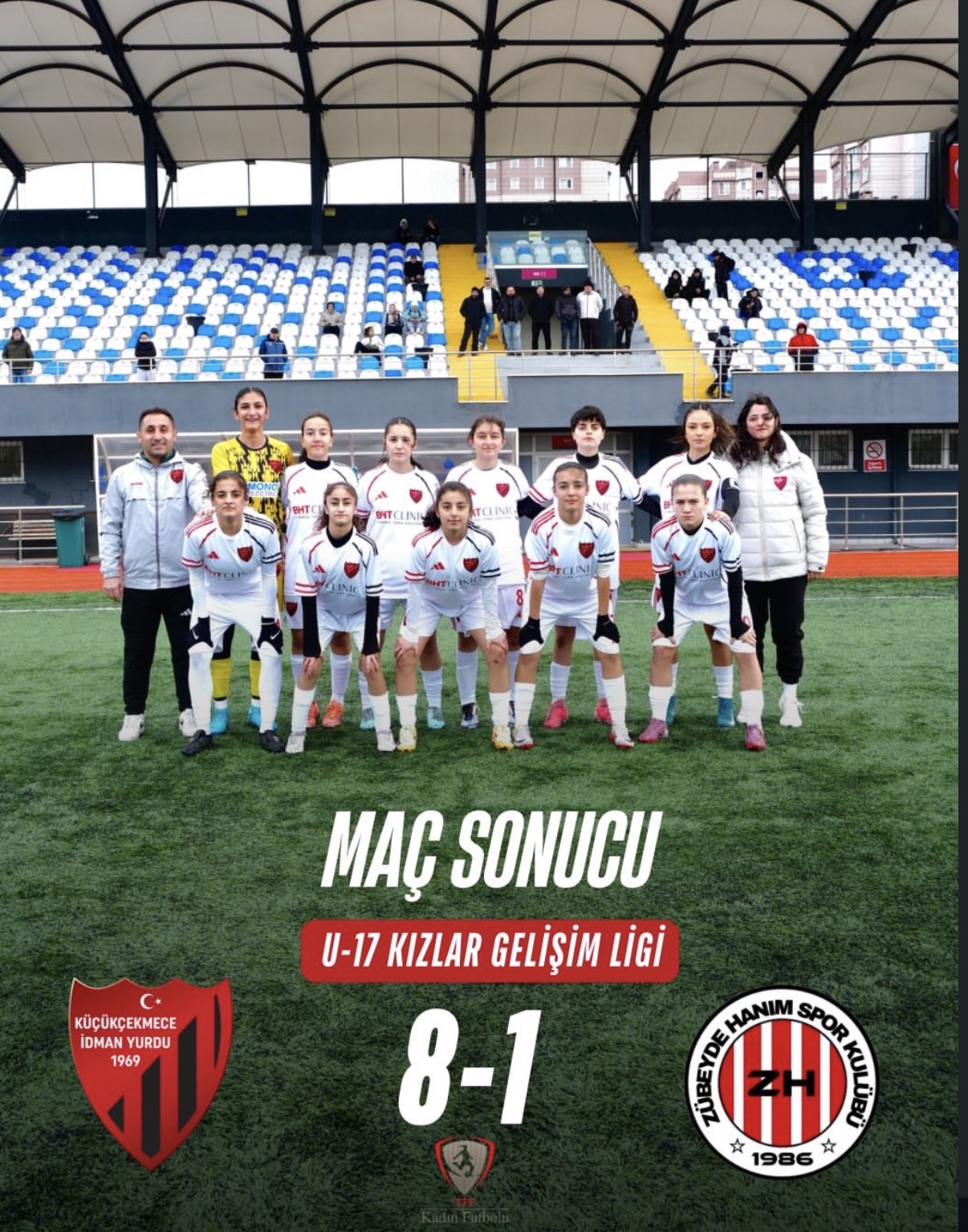 U17 Kız Takımımız, Gelişim Ligi’ndeki ilk maçında Zübeyde Hanım Spor karşısında sahadan 8-1’lik net bir galibiyetle ayrıldı.