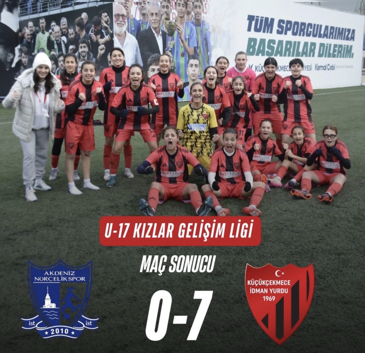 U17 Kız Takımımız, Akdeniz Nurçelikspor karşısında baştan sona üstün oynadığı mücadeleyi 7-0’lık net bir galibiyetle tamamladı.